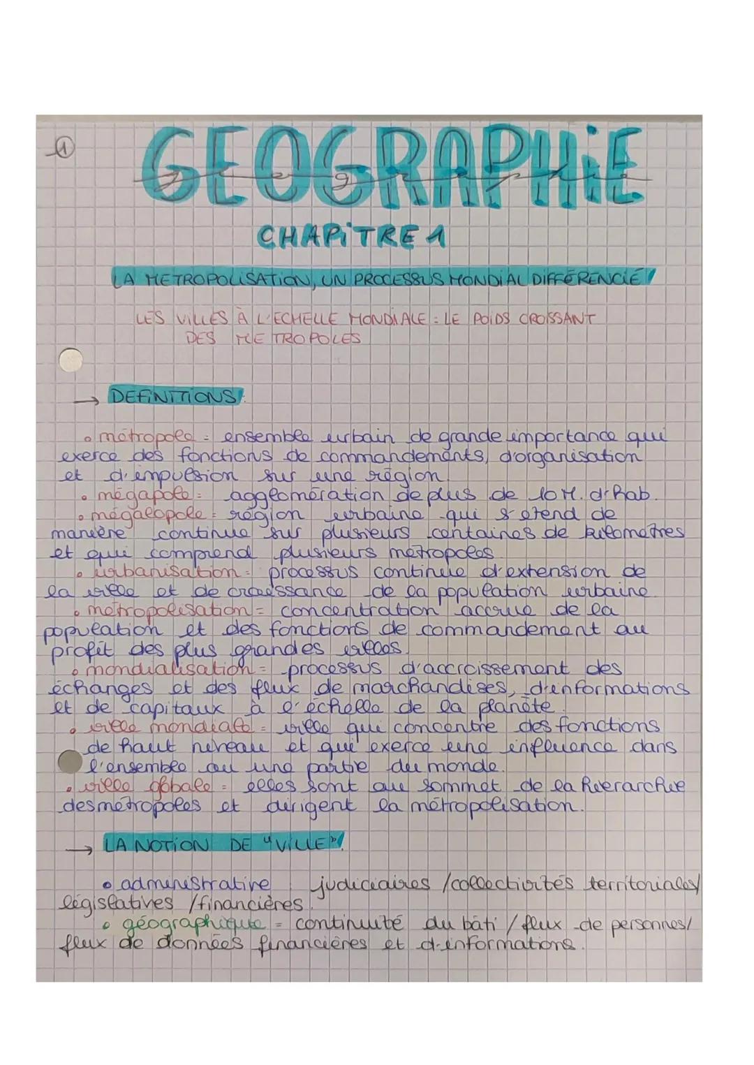 • métropole ensemble urbain de grande importance qui
exerce des fonctions de commandements, d'organisation
d'impulsion sur une région.
et
mé