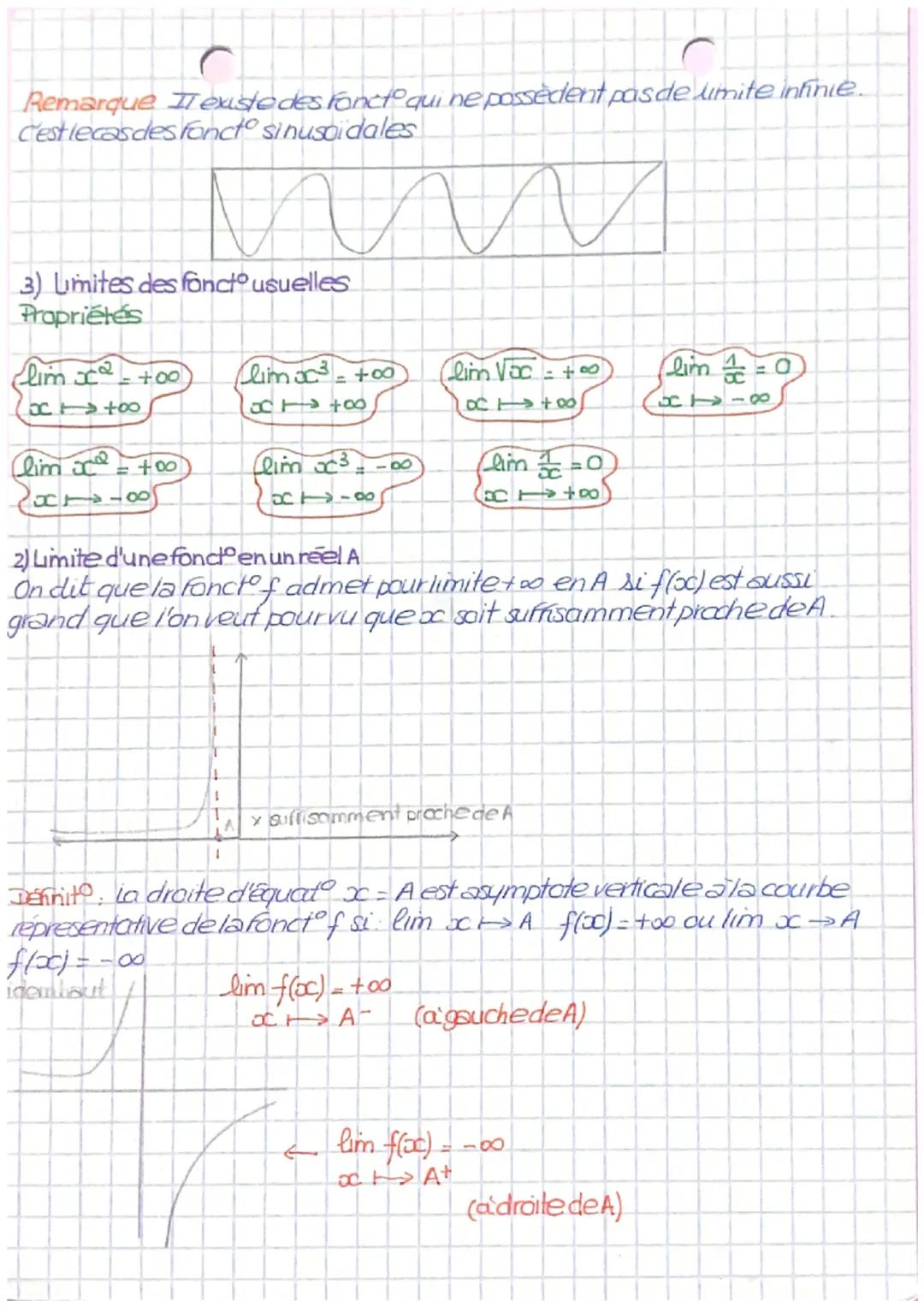 4) Limite d'une fonct° à l'infini
A) Limite finie à l'infini
On dit que la fonct° f admet pour limite Len +∞o si f(oc) est aussi
poche de L 