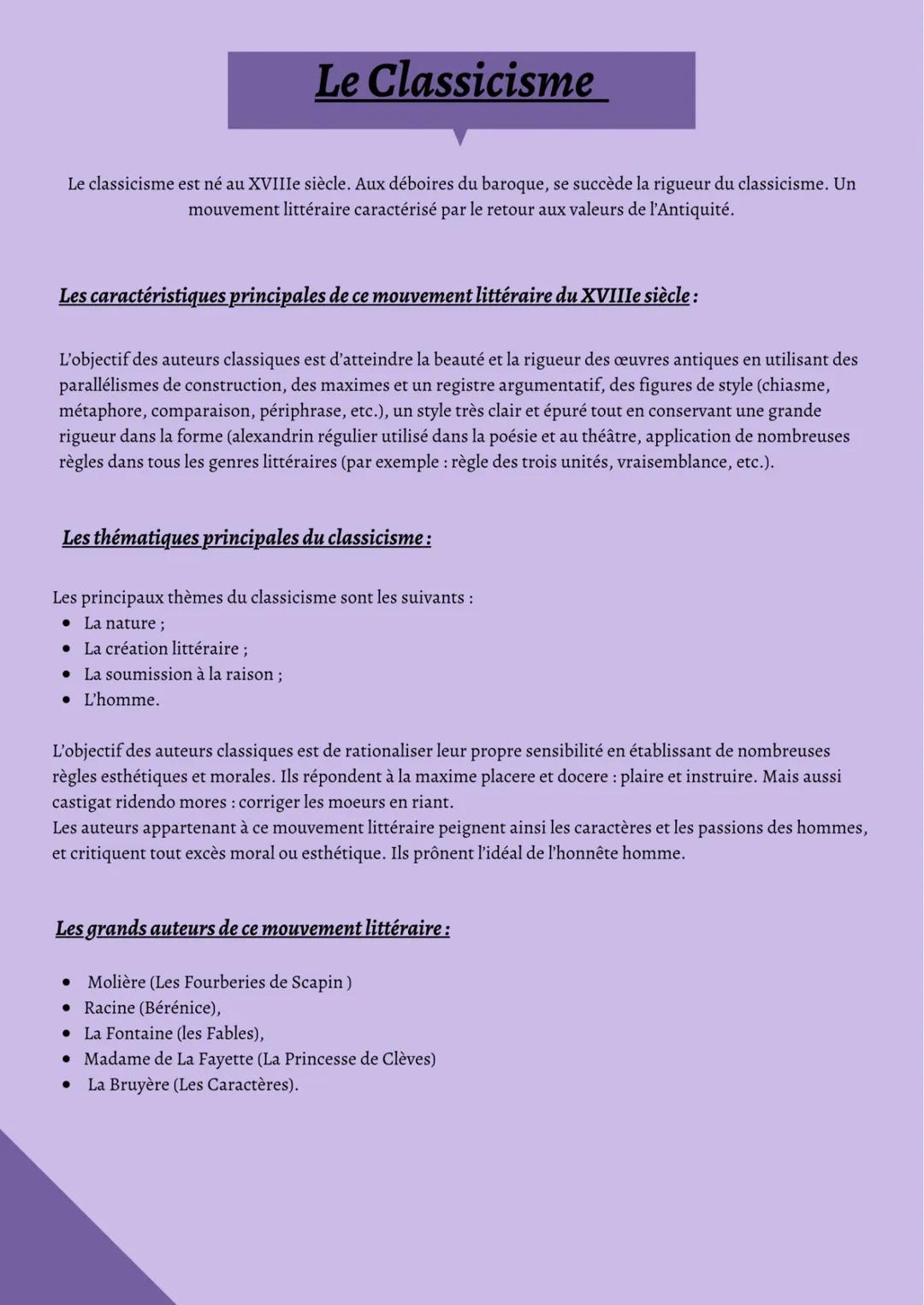# Le Classicisme

Le classicisme est né au XVIIIe siècle. Aux déboires du baroque, se succède la rigueur du classicisme. Un
mouvement littér