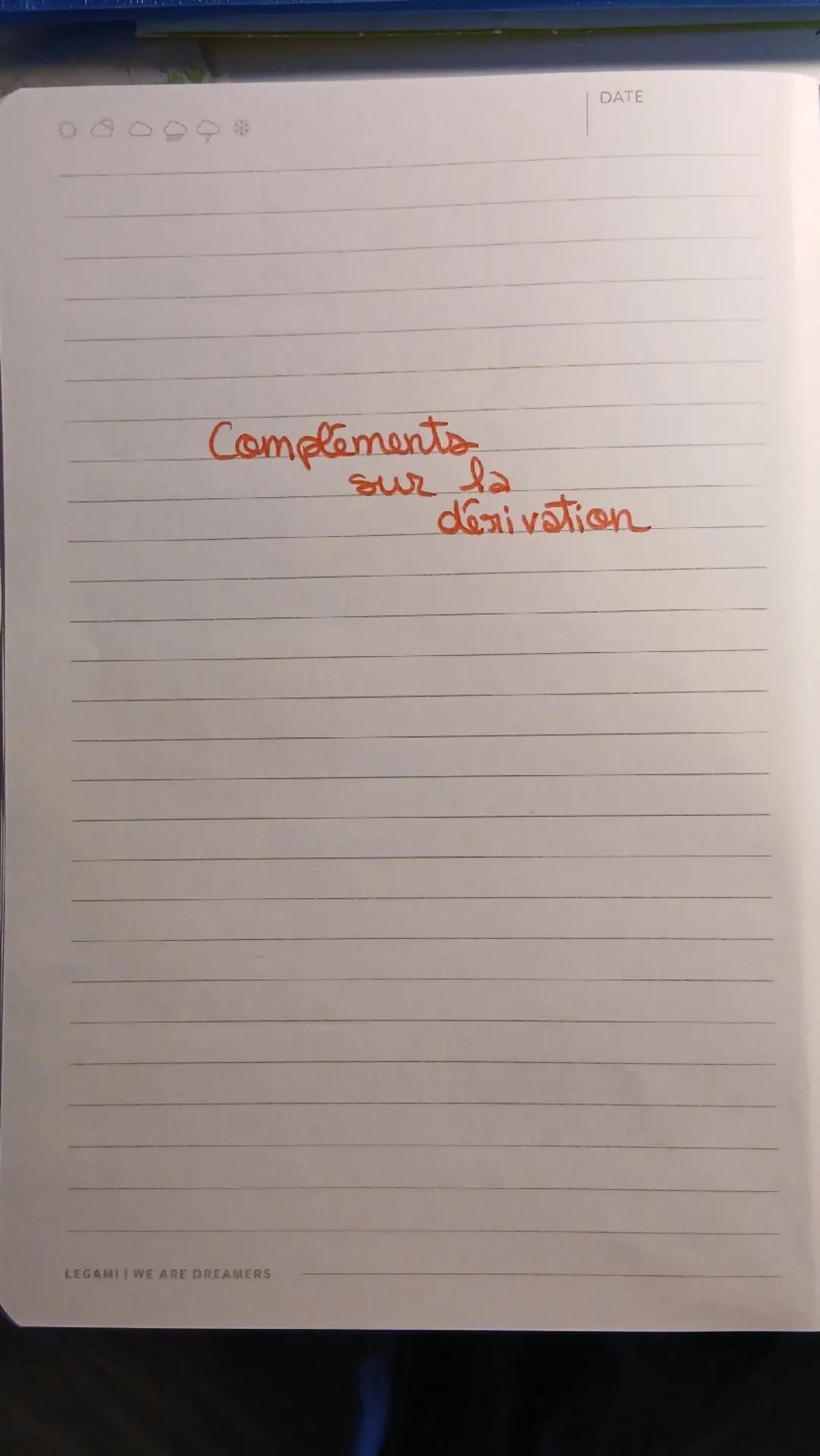 DATE
900000

• composée de deux fcto

On convidere 2 fot u(x) et v (oc) tq=

• pour tout $x \in I$, $M(x) \in J$

• vest del sur l'intervall