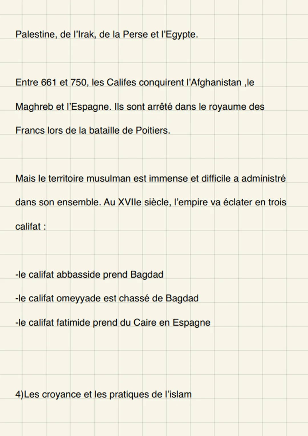 L'islam
Une religion, un empire
Au au début du, les arabes c'est pour la plupart polythéistes.
Mohamed, on travailler on va annoncer une nou