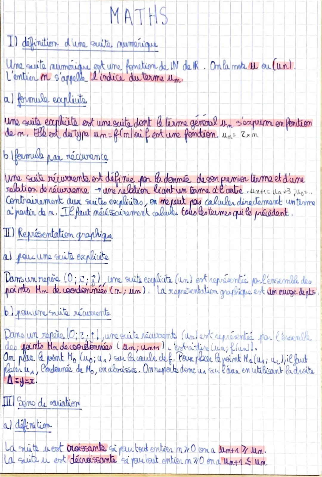Fiche Révision Maths : Suites Arithmétiques et Géométriques + Graphiques et Exercices PDF
