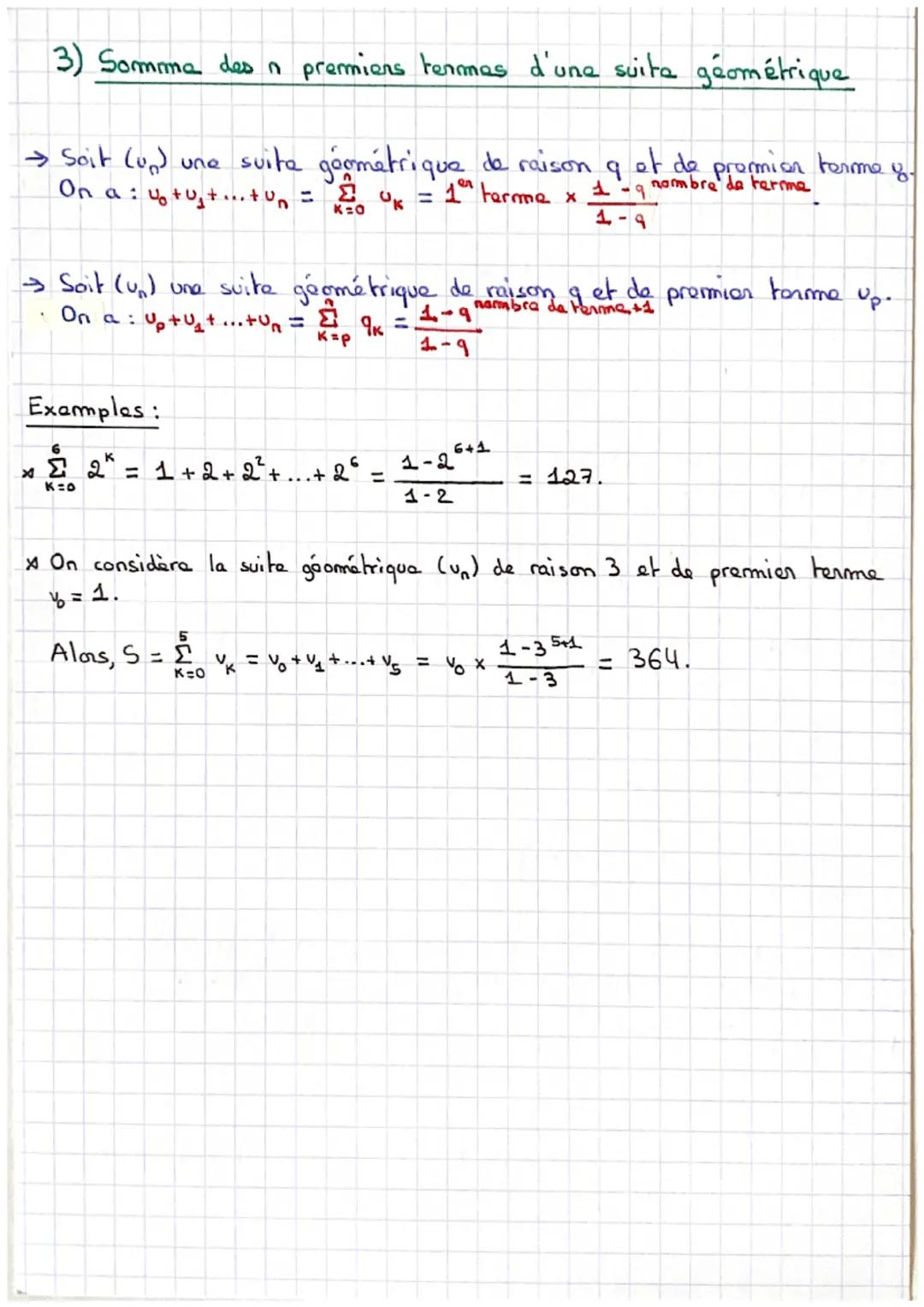 SUITES GEOMETRIQUES
→ (un) une suite géométrique, de raison q, et de premier terme vo
définie par une relation de récurrence tel que : Un+₁ 
