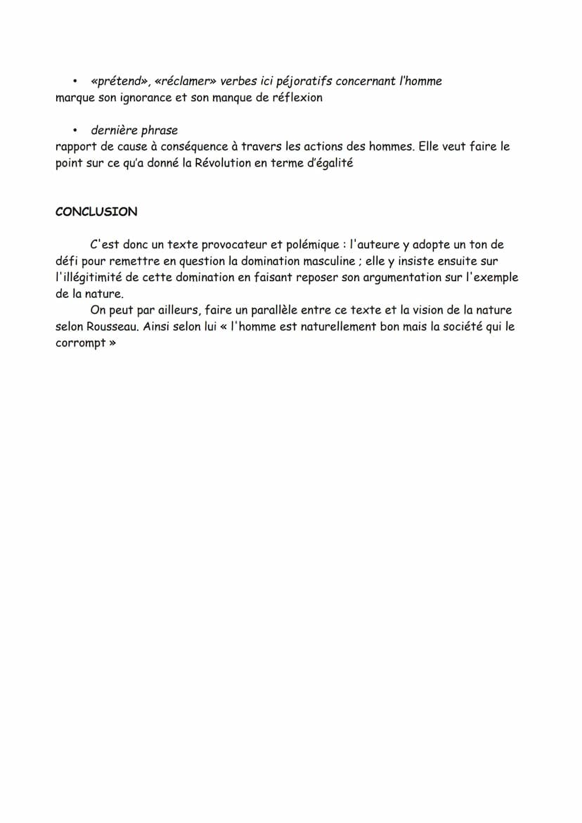 INTRODUCTION
Ce texte est extrait d'un recueil écrit par OdG et publié en 1791 dans lequel elle fait
le bilan de l'avancée des droits de la 