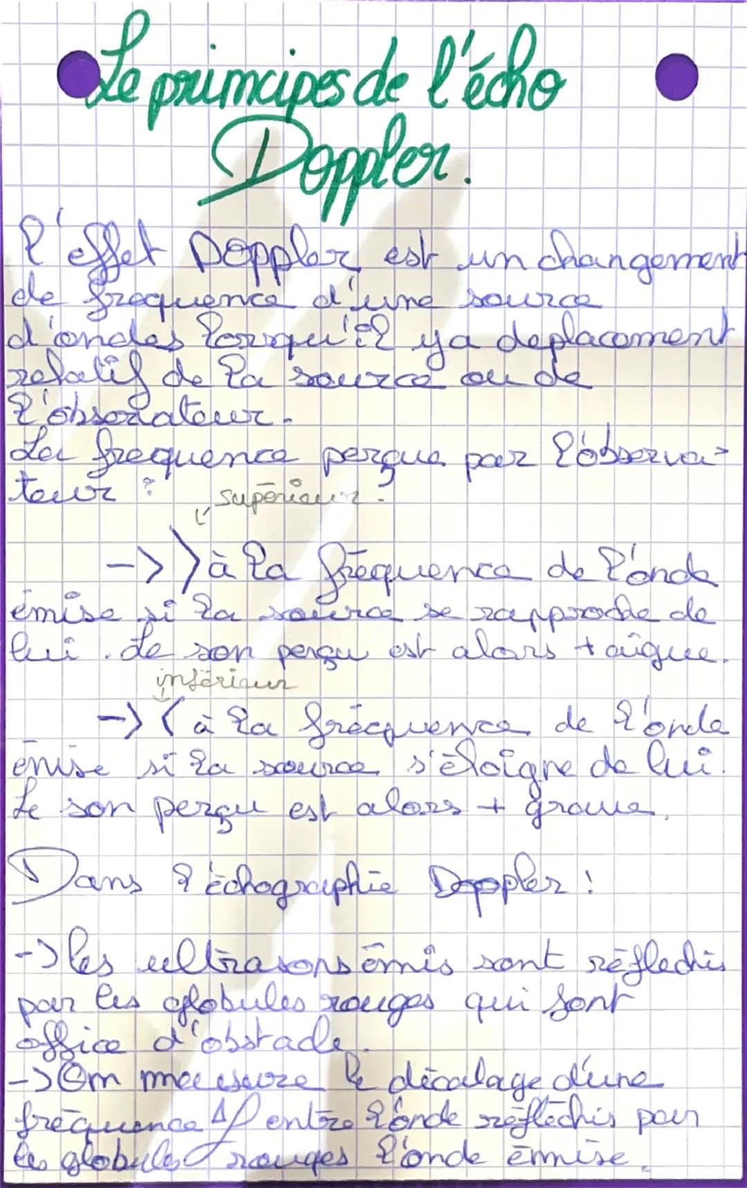# L'écho Doppler
Chap 3 : les ultra-sons.
ultra-sons : ce sont des
ondes sonore de fréquence
> à 20 000 Hertz. Pour l'oreille
Humaine : il e