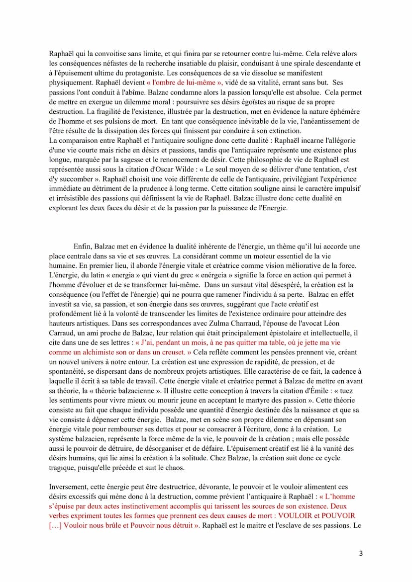 Dissertation Balzac
La Peau de Chagrin
L'essence de notre vie réside à travers nos désirs les plus profonds et nos passions ardentes, car
c'
