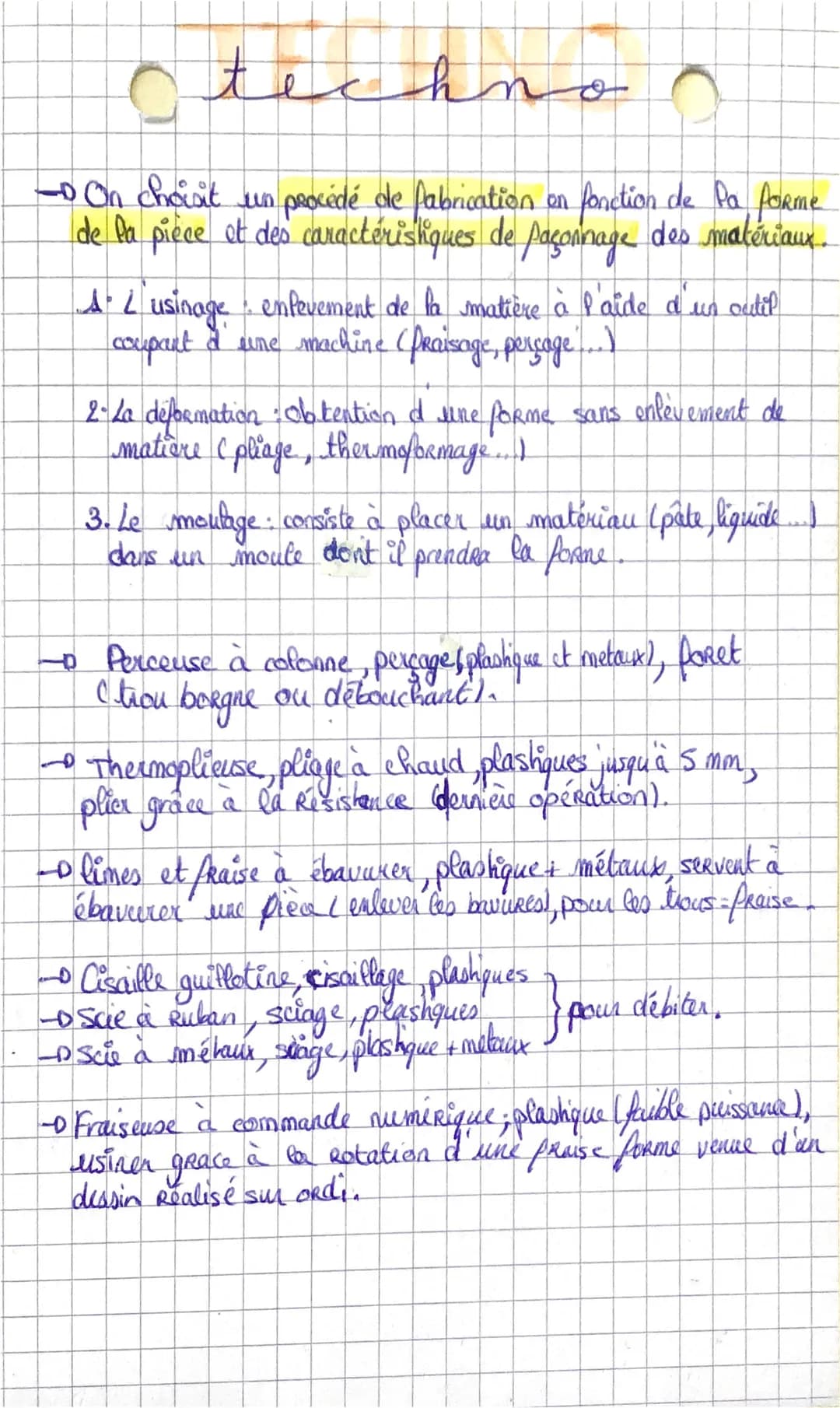 Otechno
O
- On choisit un procédé de fabrication on fonction de la forme
de la pièce et des caractéristiques de paçonnage des matériaux.
A 2