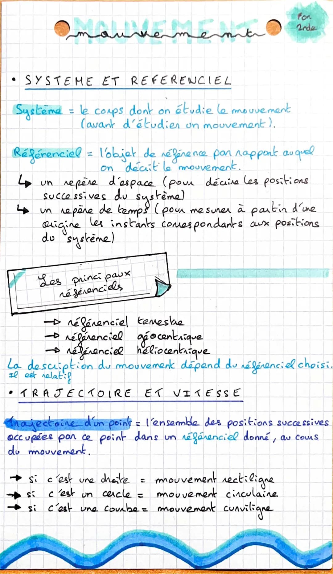 Comment décrire le mouvement en seconde ? - Types de trajectoires et vitesse