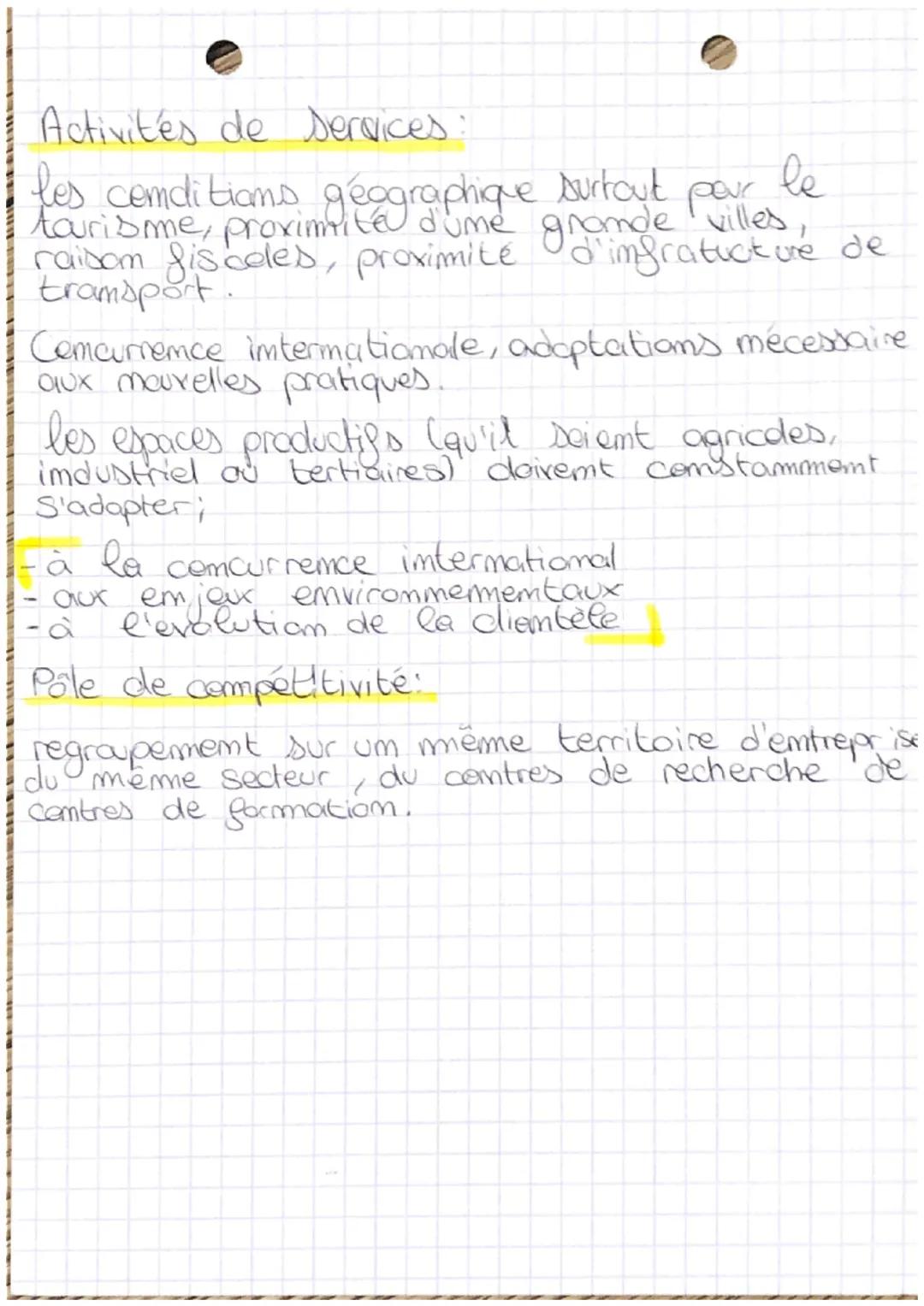 géographie
les espaces productifs:
désigne um espace videant doms le quel se
pleveloppe des activités visont à produire de
em france
les
tro