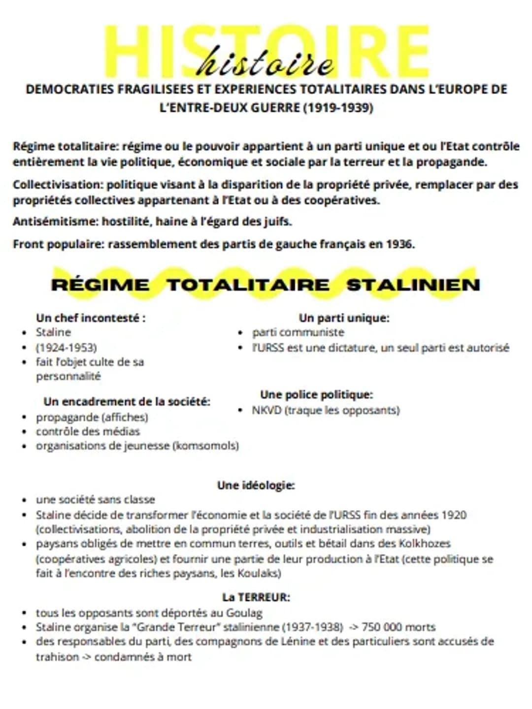 Démocraties fragilisées et expériences totalitaires dans l'Europe de l'entre-deux guerre (1919-1939)
