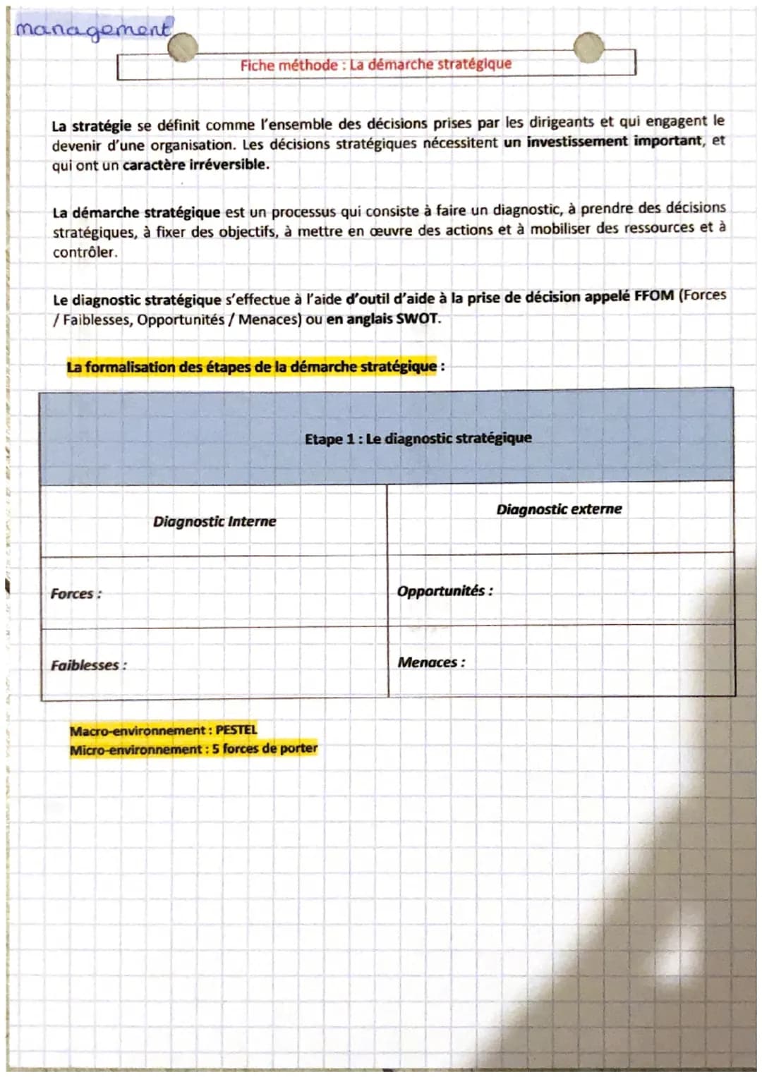 management
La stratégie se définit comme l'ensemble des décisions prises par les dirigeants et qui engagent le
devenir d'une organisation. L