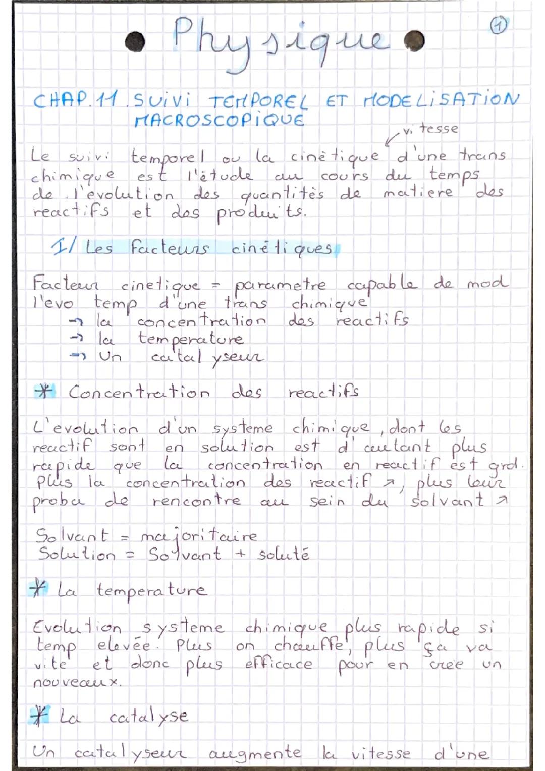 Chapitre 11: fiche de physique chimie 