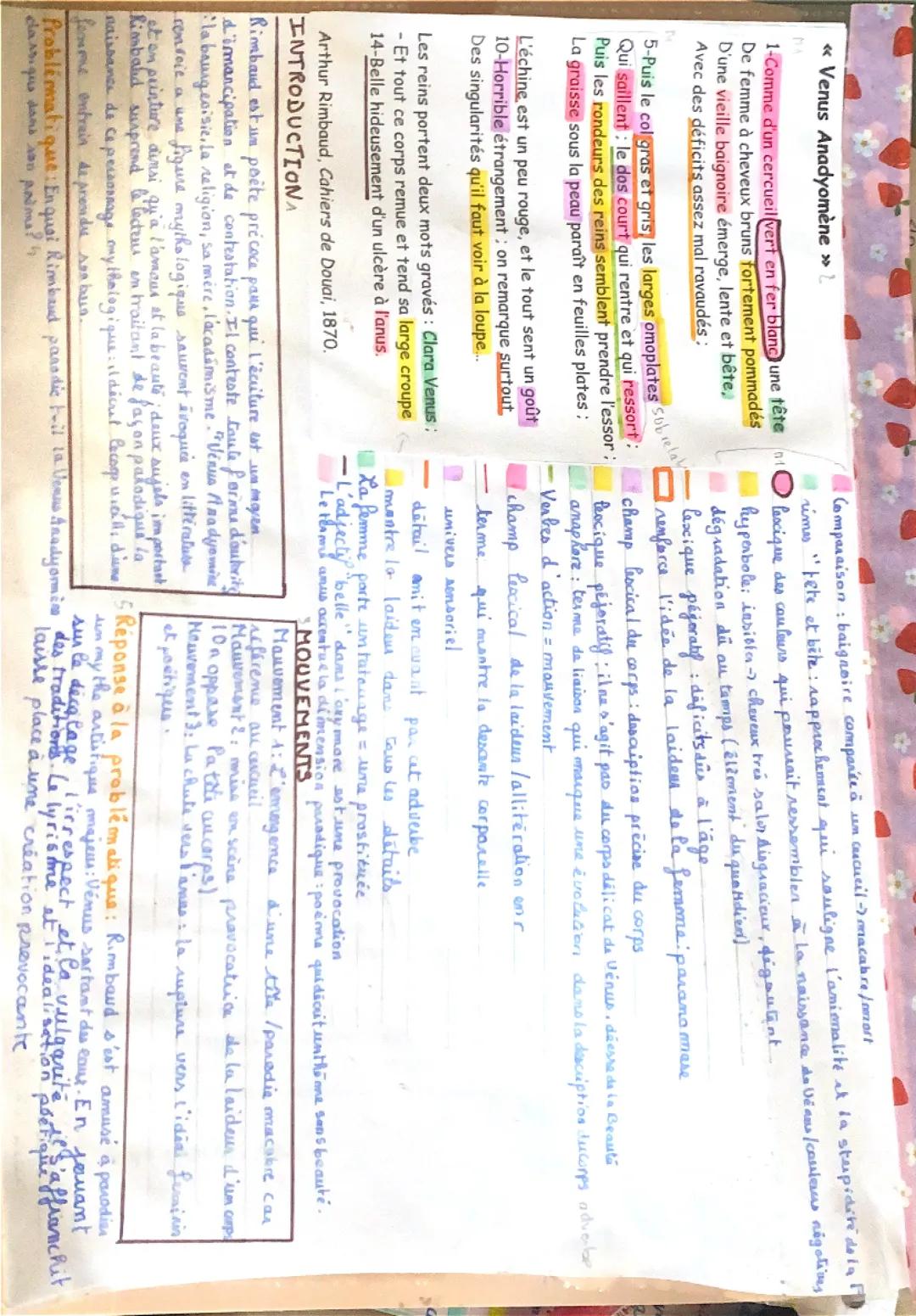 Analyse linéaire/ orale Venus Anadyomene 