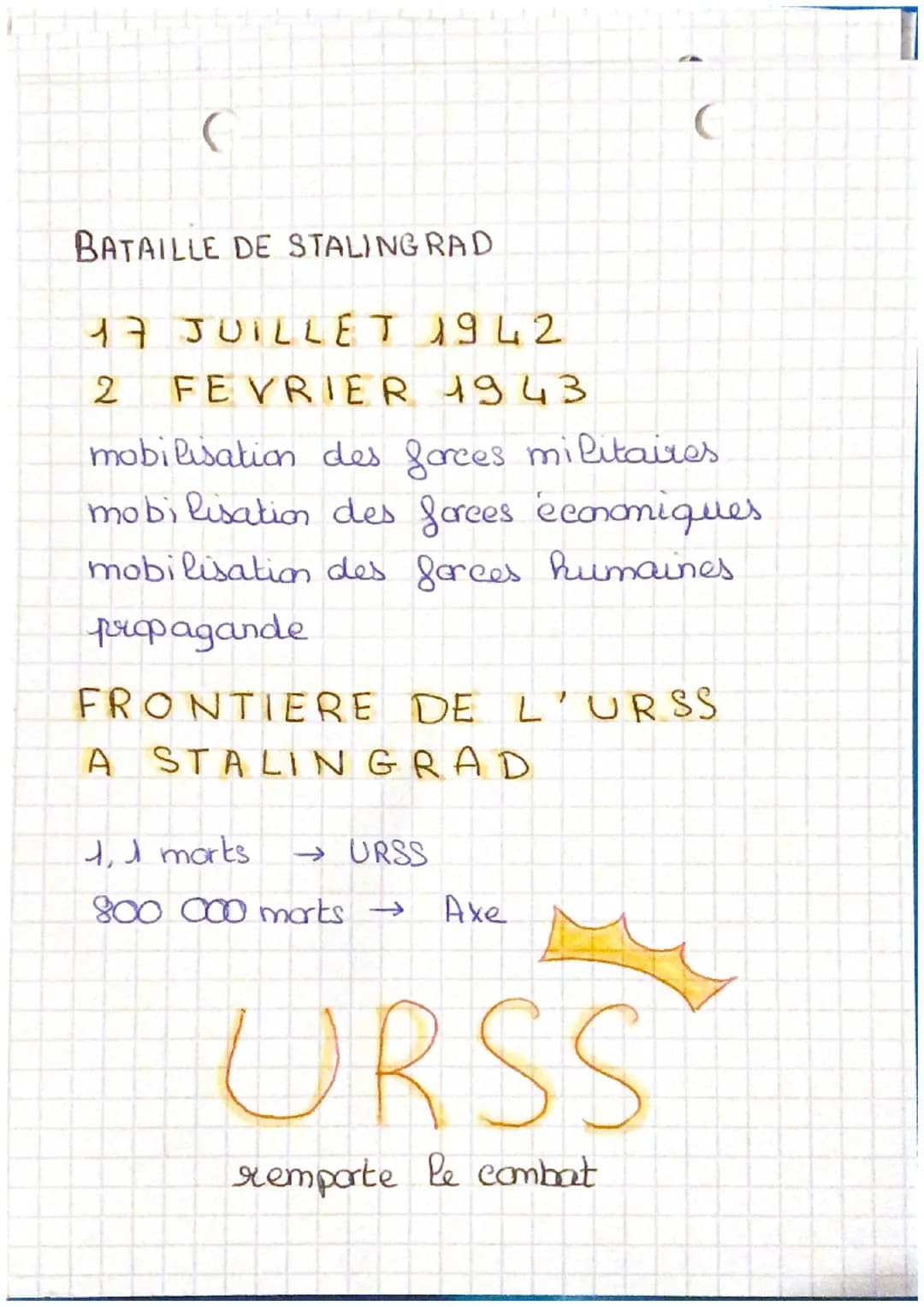 (
BATAILLE DE STALING RAD
17 JUILLET 1942
2 FEVRIER 1943
mobilisation des forces militaires
mobilisation des forces économiques
mobilisation