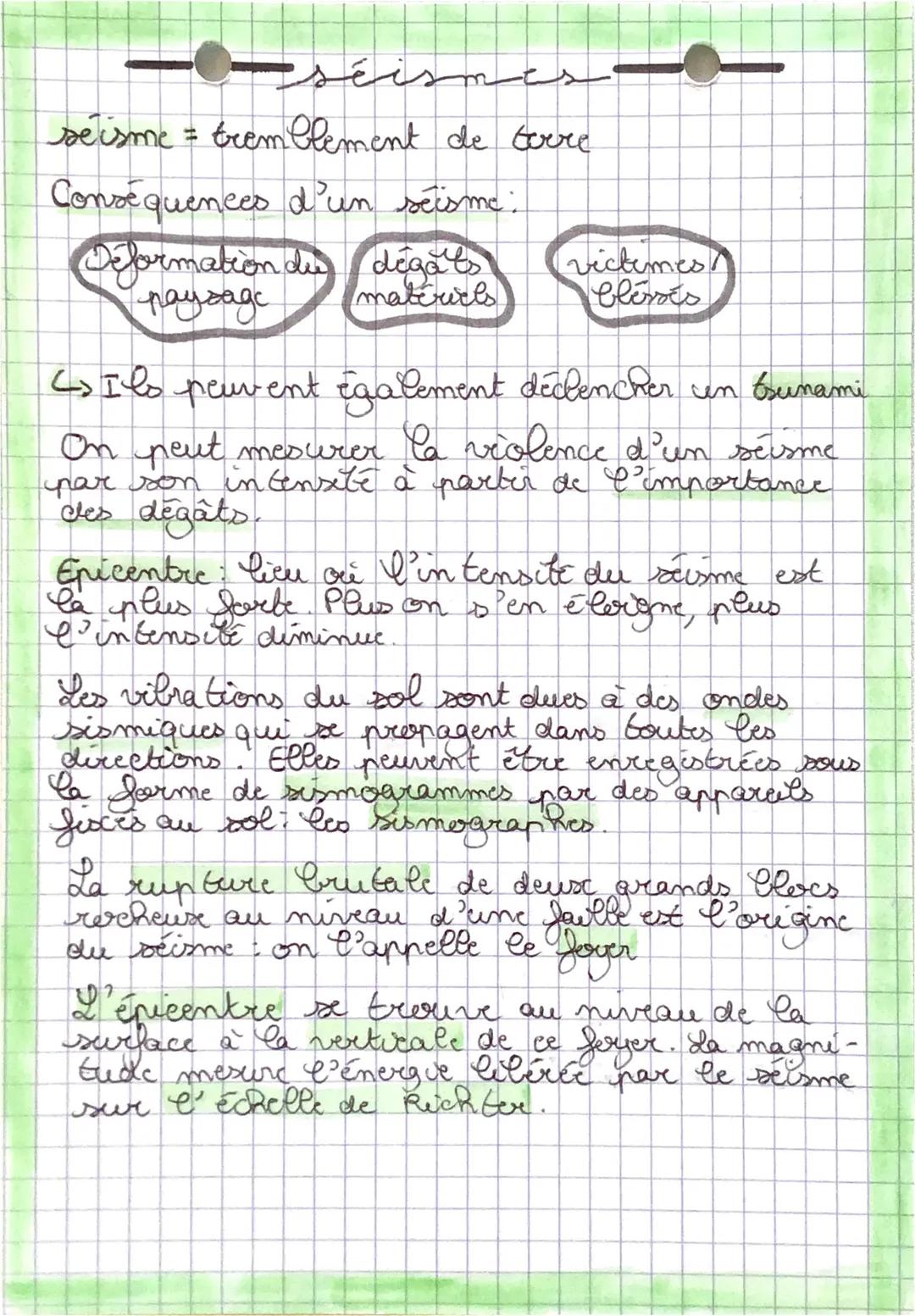 سنة
--séismes
seisme = frem Clement de terre
Conséquences d'un séisme:
Deformation du dégats
paysage
matériels
victimes
Cleros
4> Ils peuven