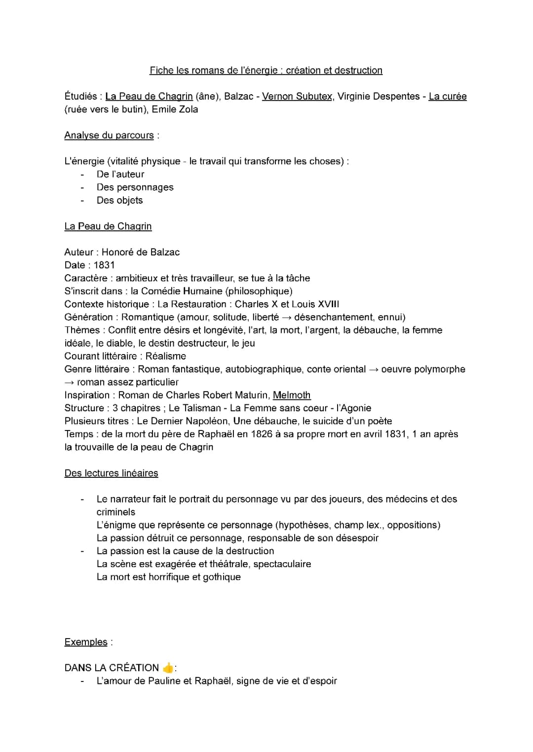Tout sur Les Romans de l'Énergie : Création et Destruction - Fiche, Résumés et Analyses