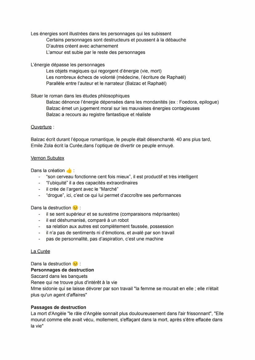 Fiche les romans de l'énergie : création et destruction
Étudiés : La Peau de Chagrin (âne), Balzac - Vernon Subutex, Virginie Despentes - La