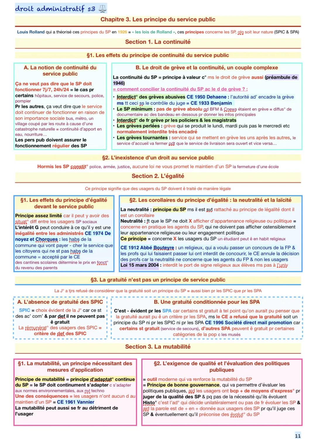 droit administratif s3
Chapitre 3. Les principe du service public
Louis Rolland qui a théorisé ces principes du SP en 1926 = << les lois de 