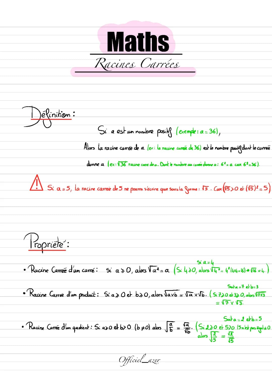 Maths : Racine Carrée ( utile pour le brevet )