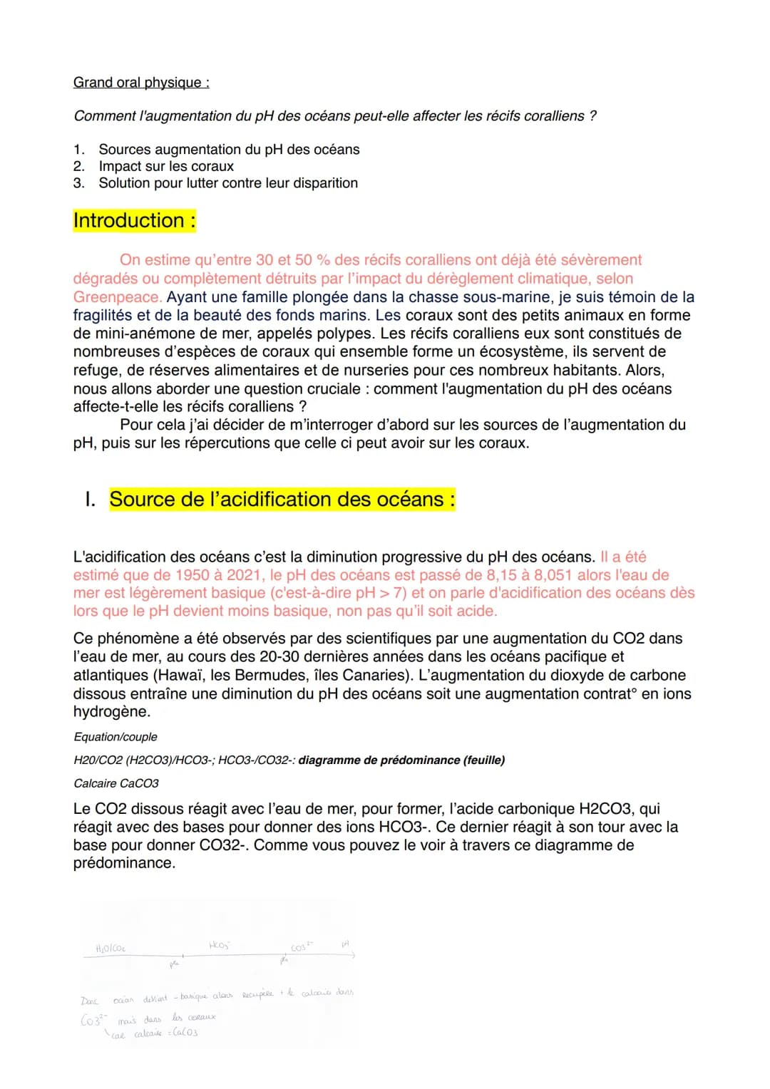 Grand oral physique :
Comment l'augmentation du pH des océans peut-elle affecter les récifs coralliens ?
1. Sources augmentation du pH des o