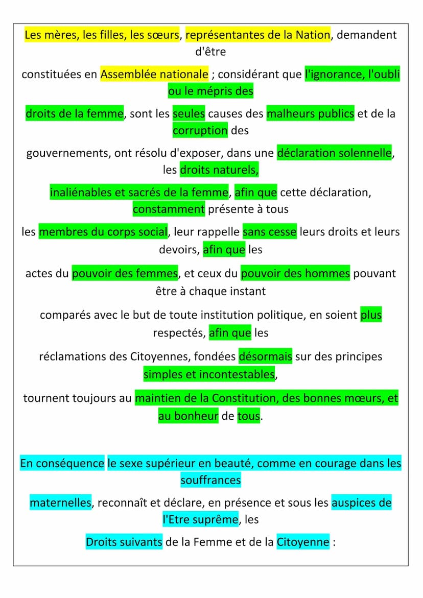 TEXTE 1 : Préambule DDFC
INTRODUCTION :
La DDFC est un texte écrit par Olympe de Gouges qui a été publié en 1791.
Olympe de Gouge est une fe