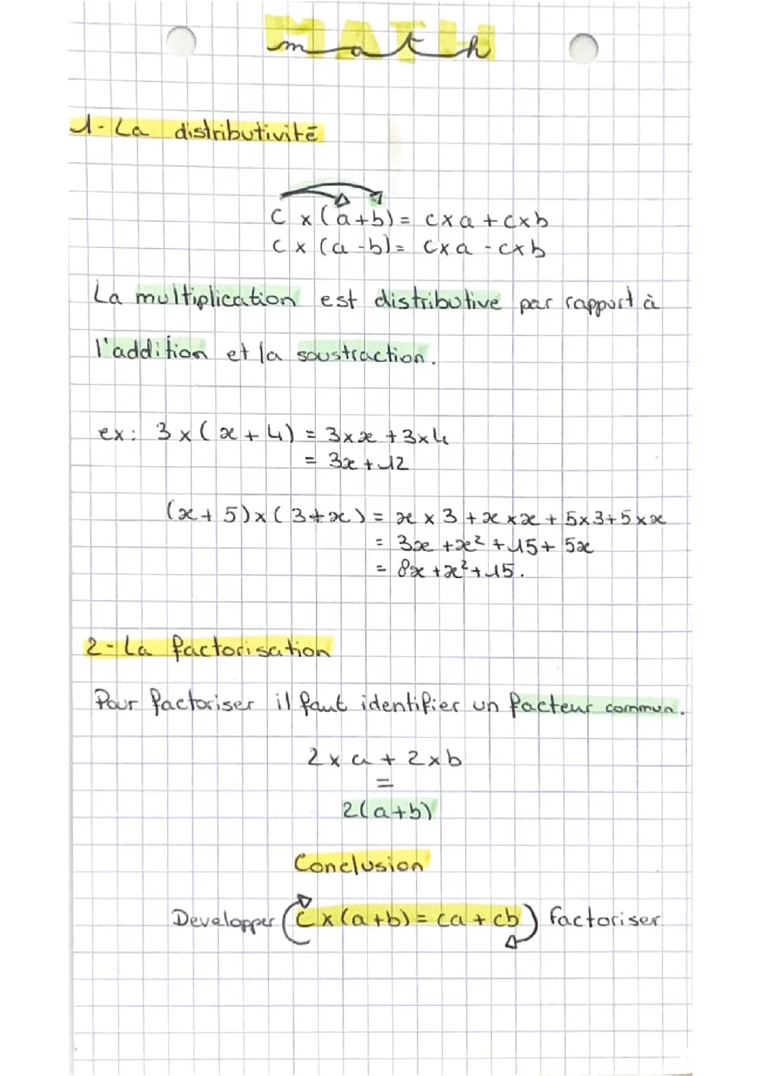 la distributivité 
