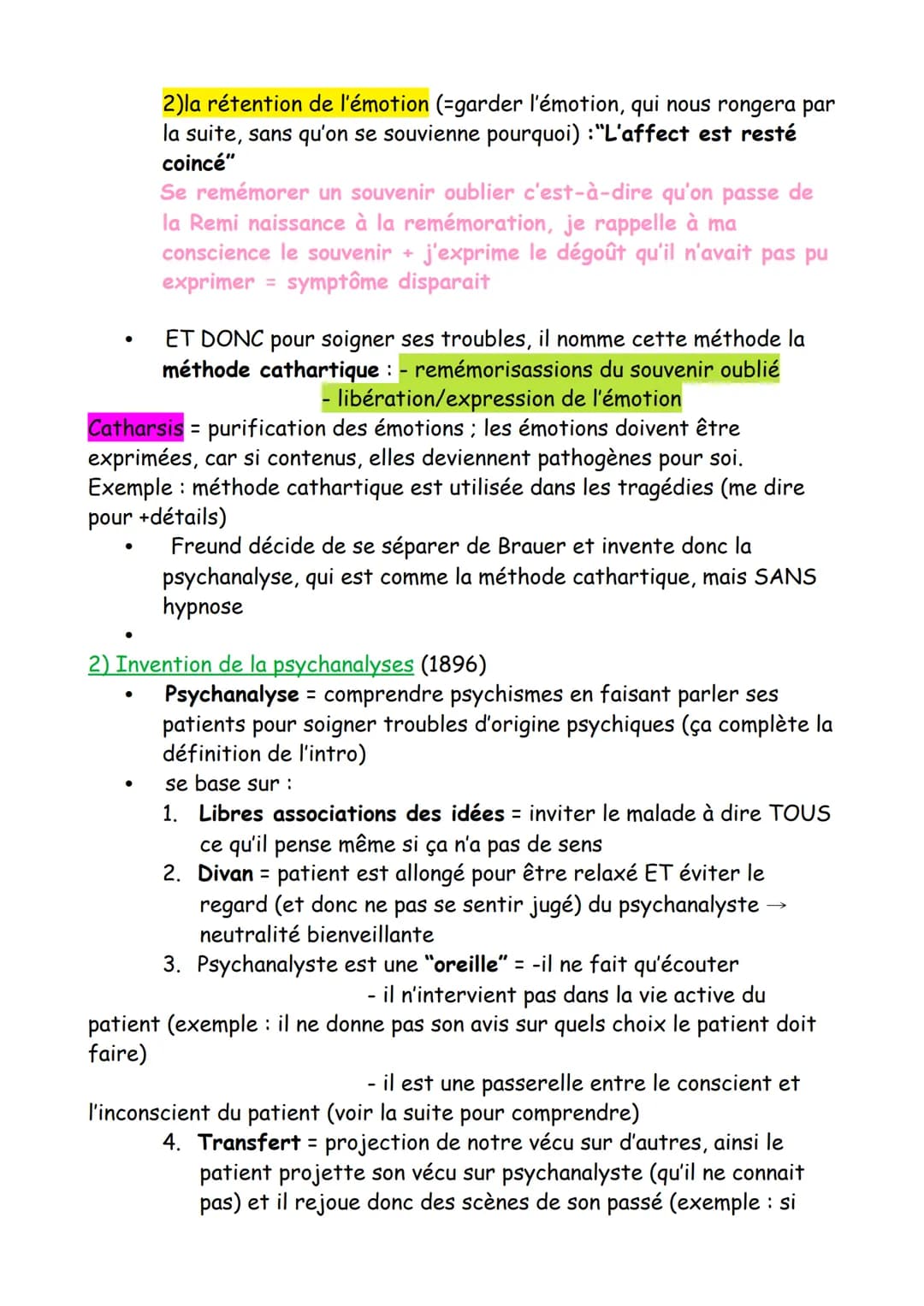 L'INCONSCIENT
Freund: neurologue Autrichien (1856-1939), invente la
psychanalyse = méthode thérapeutique(‡médicale) basée sur la
parole pour