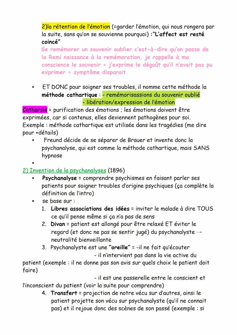 L'INCONSCIENT
Freund: neurologue Autrichien (1856-1939), invente la
psychanalyse = méthode thérapeutique(‡médicale) basée sur la
parole pour