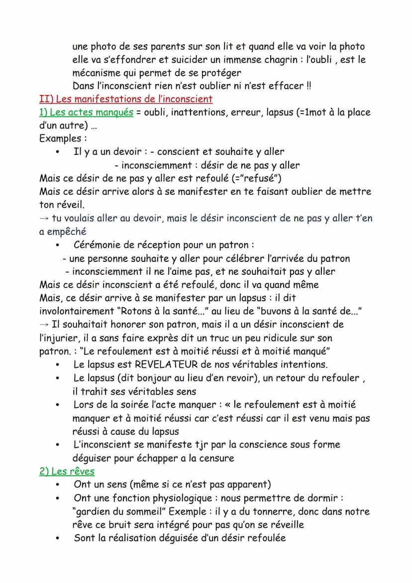 L'INCONSCIENT
Freund: neurologue Autrichien (1856-1939), invente la
psychanalyse = méthode thérapeutique(‡médicale) basée sur la
parole pour