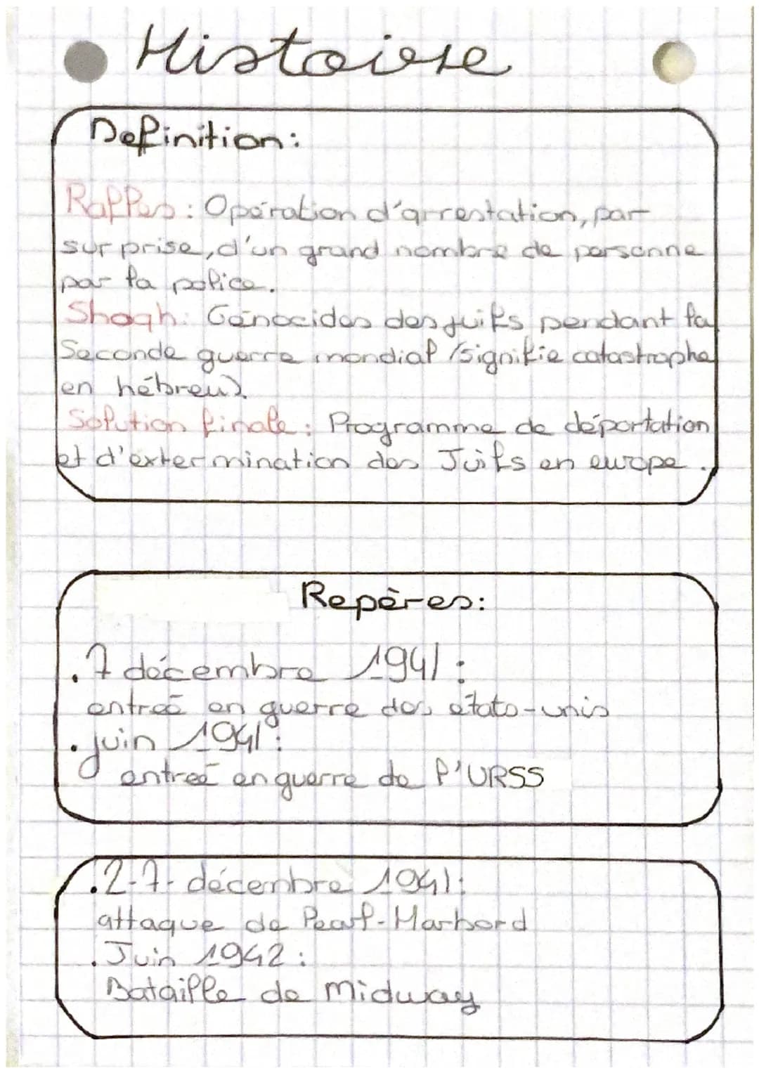 Histoire
-La Seconde
Repères:
guerre mondiale
1939-1945
3 sept 1939:
La France declare Pa guerre à l'affemagne
•●Juiffet 1942-Fourier 1943:
