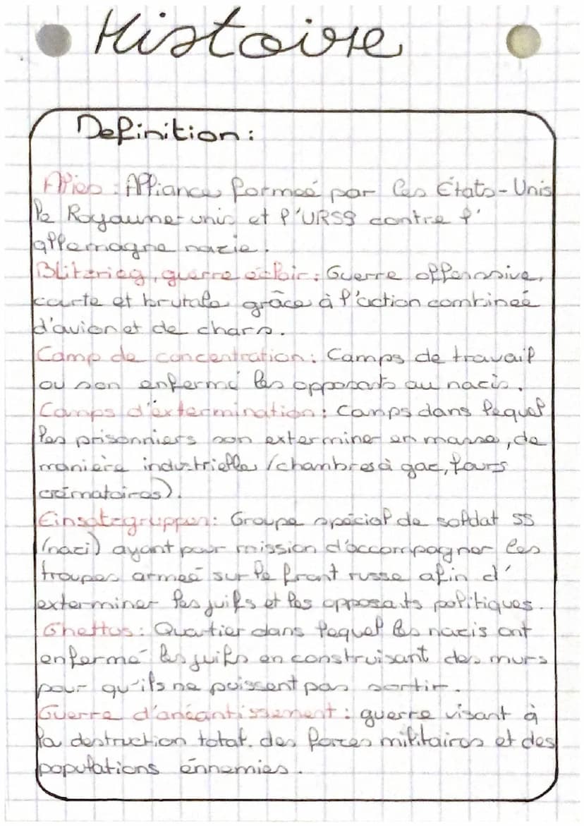 Histoire
-La Seconde
Repères:
guerre mondiale
1939-1945
3 sept 1939:
La France declare Pa guerre à l'affemagne
•●Juiffet 1942-Fourier 1943:

