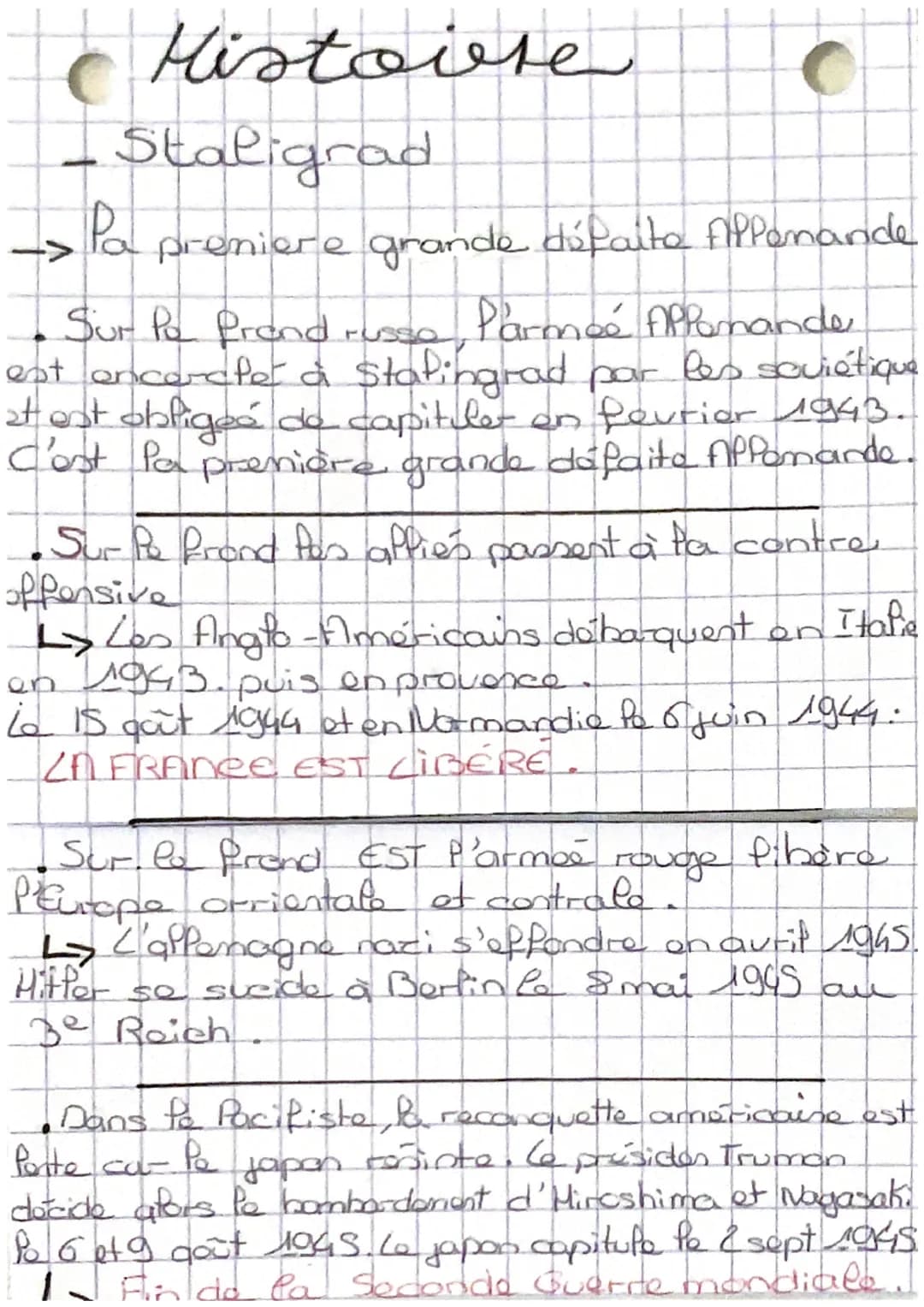 Histoire
-La Seconde
Repères:
guerre mondiale
1939-1945
3 sept 1939:
La France declare Pa guerre à l'affemagne
•●Juiffet 1942-Fourier 1943:
