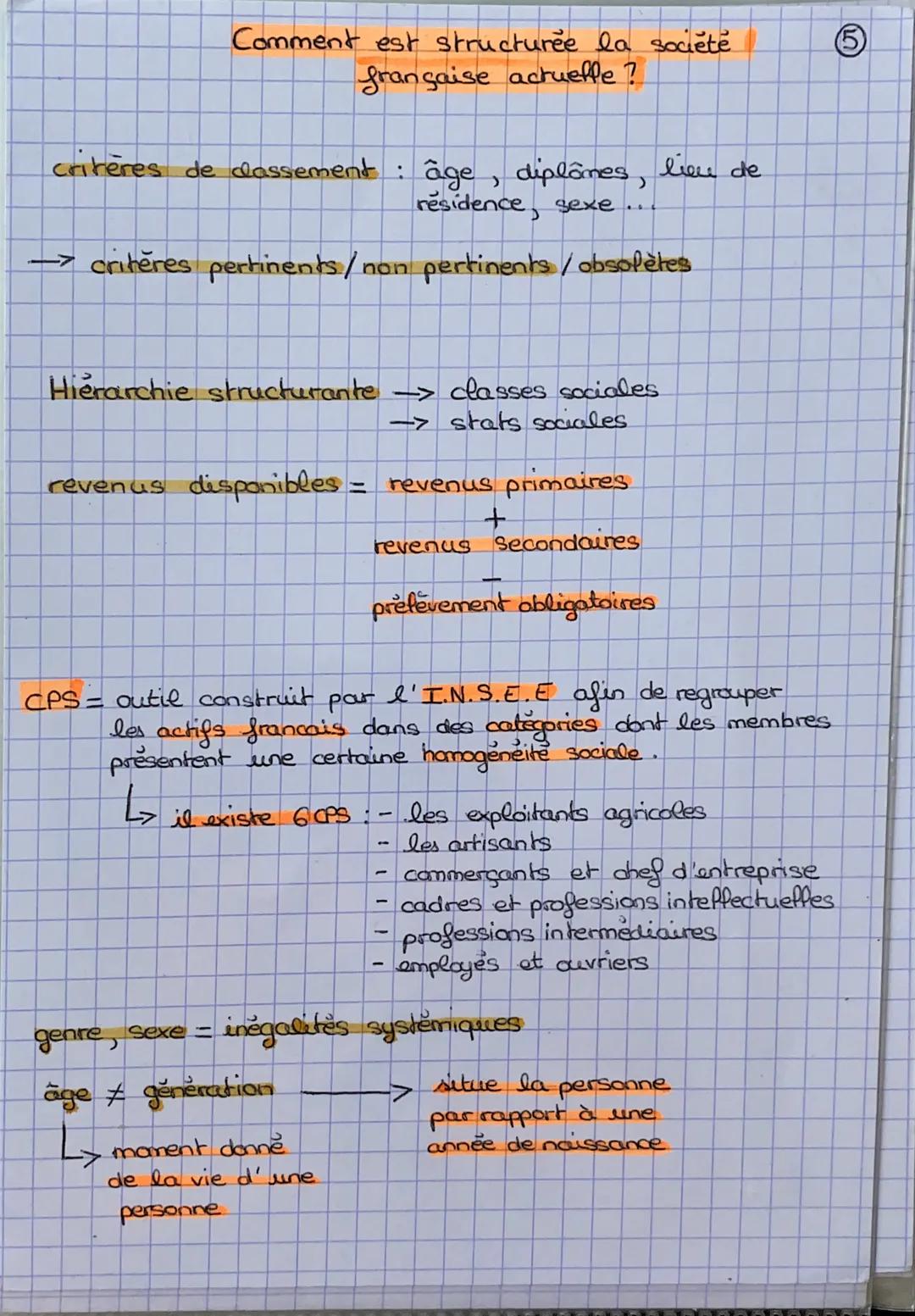 Comment est structurée la societe
française actueffe ?
critères de classement : âge, diplômes,
residence, sexe...
-> critères pertinents/non
