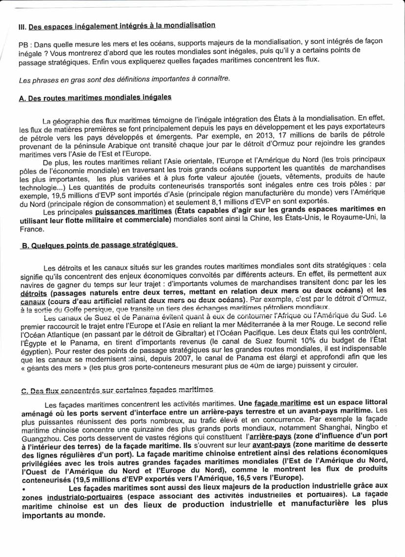Chapitre 1: mers et océans, des vecteurs essentiels de
la
mondialisation
Introduction:
Depuis le Brexit, il existe des tensions entre le RU 