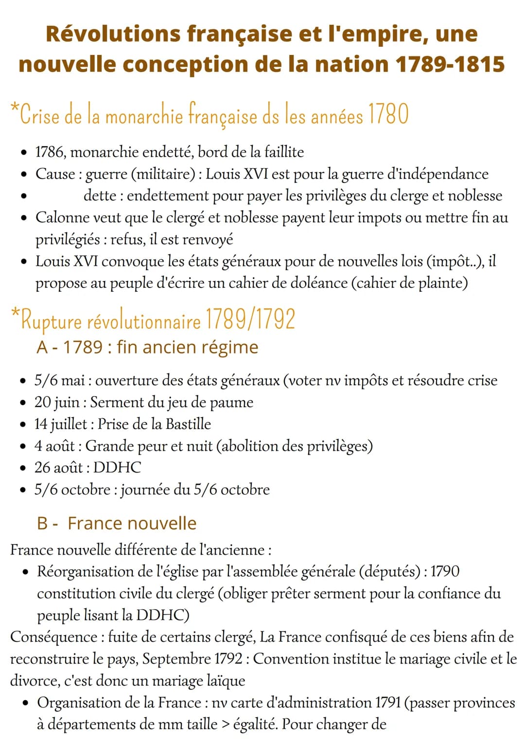 Révolutions française et l'empire, une
nouvelle conception de la nation 1789-1815
*Crise de la monarchie française ds les années 1780
• 1786