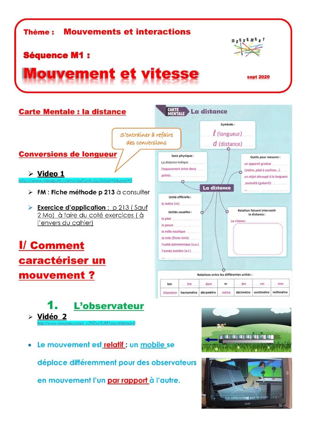 Mouvement et vitesse 