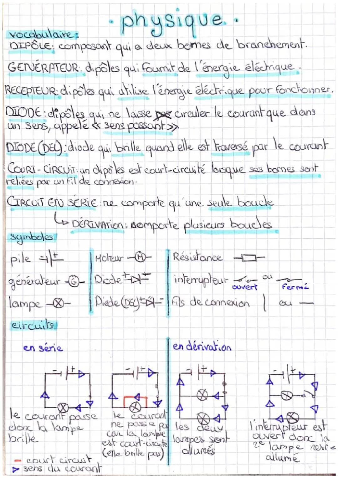 Les circuits électriques : séries et dérivations
