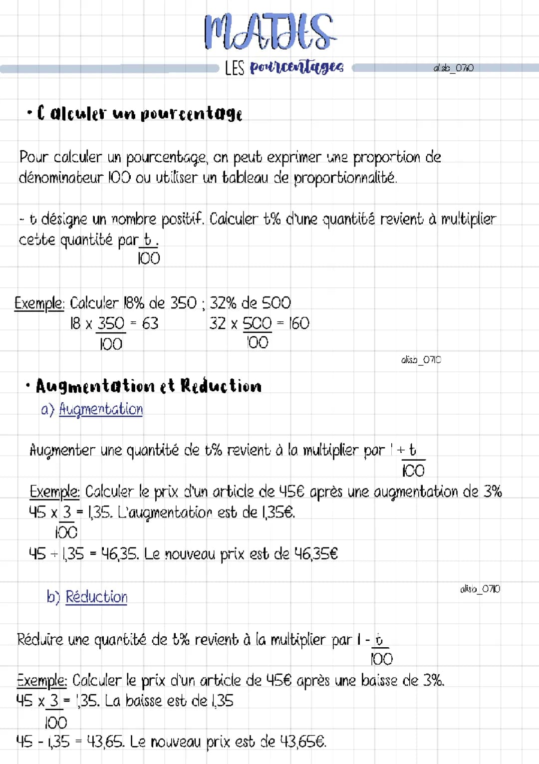Maths : Proportionnalité et pourcentages