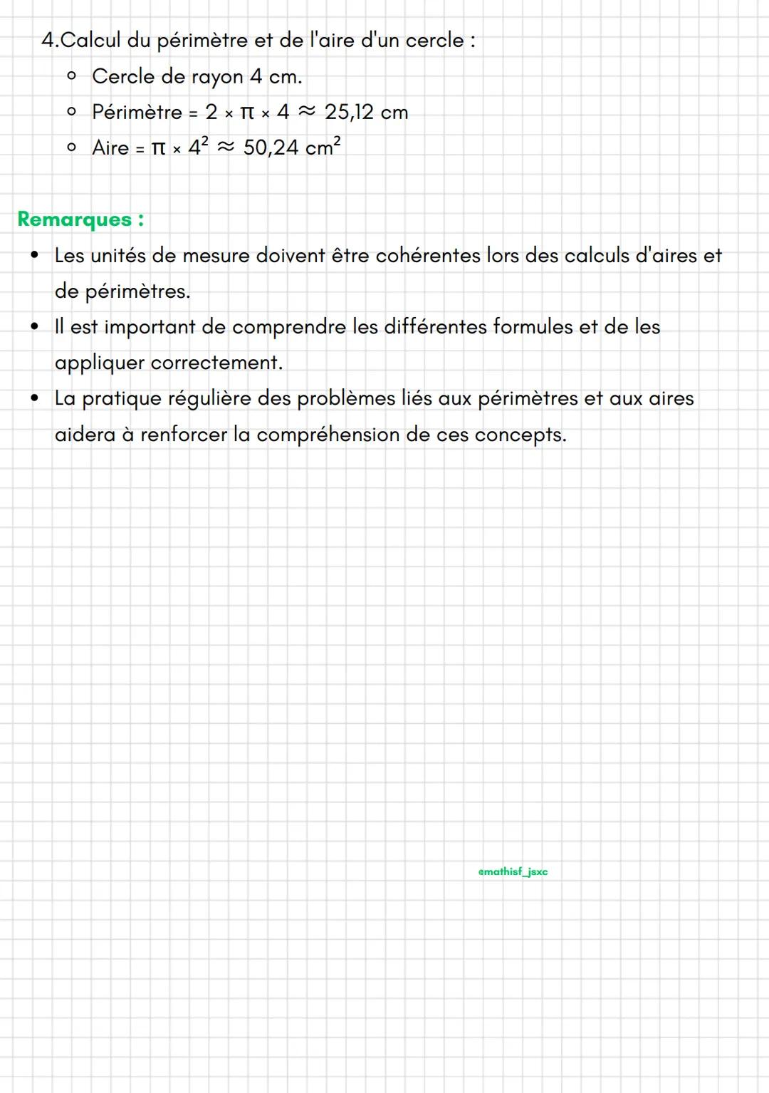 emathisf_jsxc
Périmètre :
Le périmètre d'une figure géométrique est la longueur totale de son
contour.
Pour calculer le périmètre d'une figu