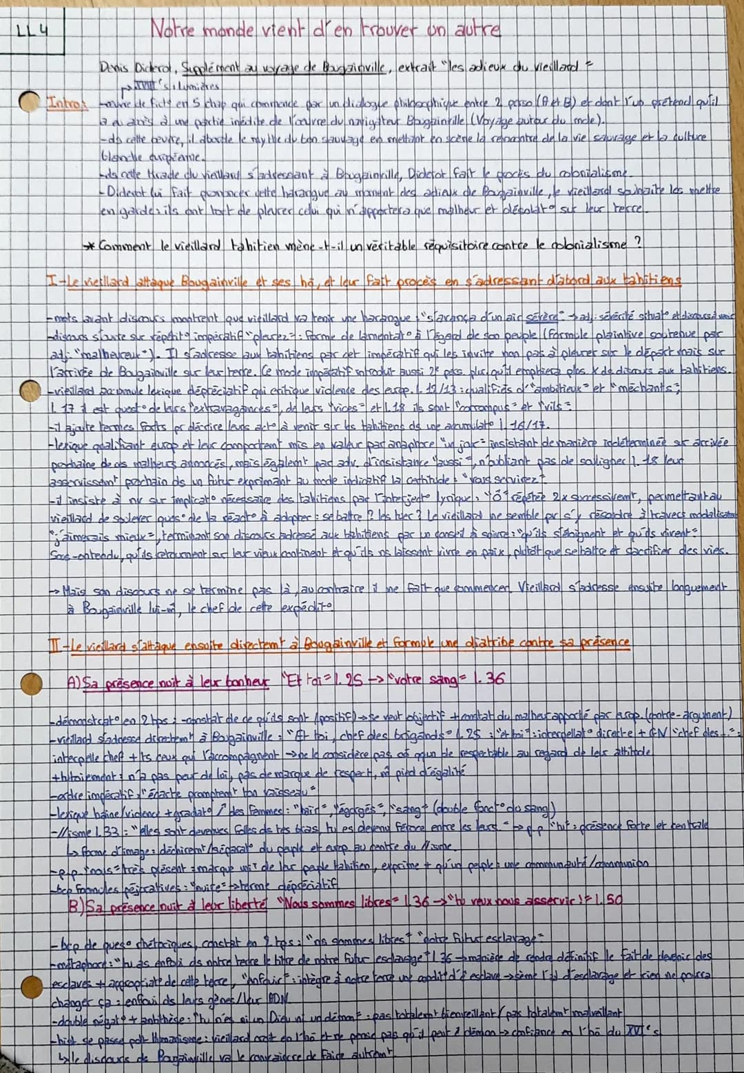 LL 4
Notre monde vient d'en Frouver un autre
Denis Diderot, Supplement au voyage de Bougainville, extrait "les adieux ou vieillard -
krmit's