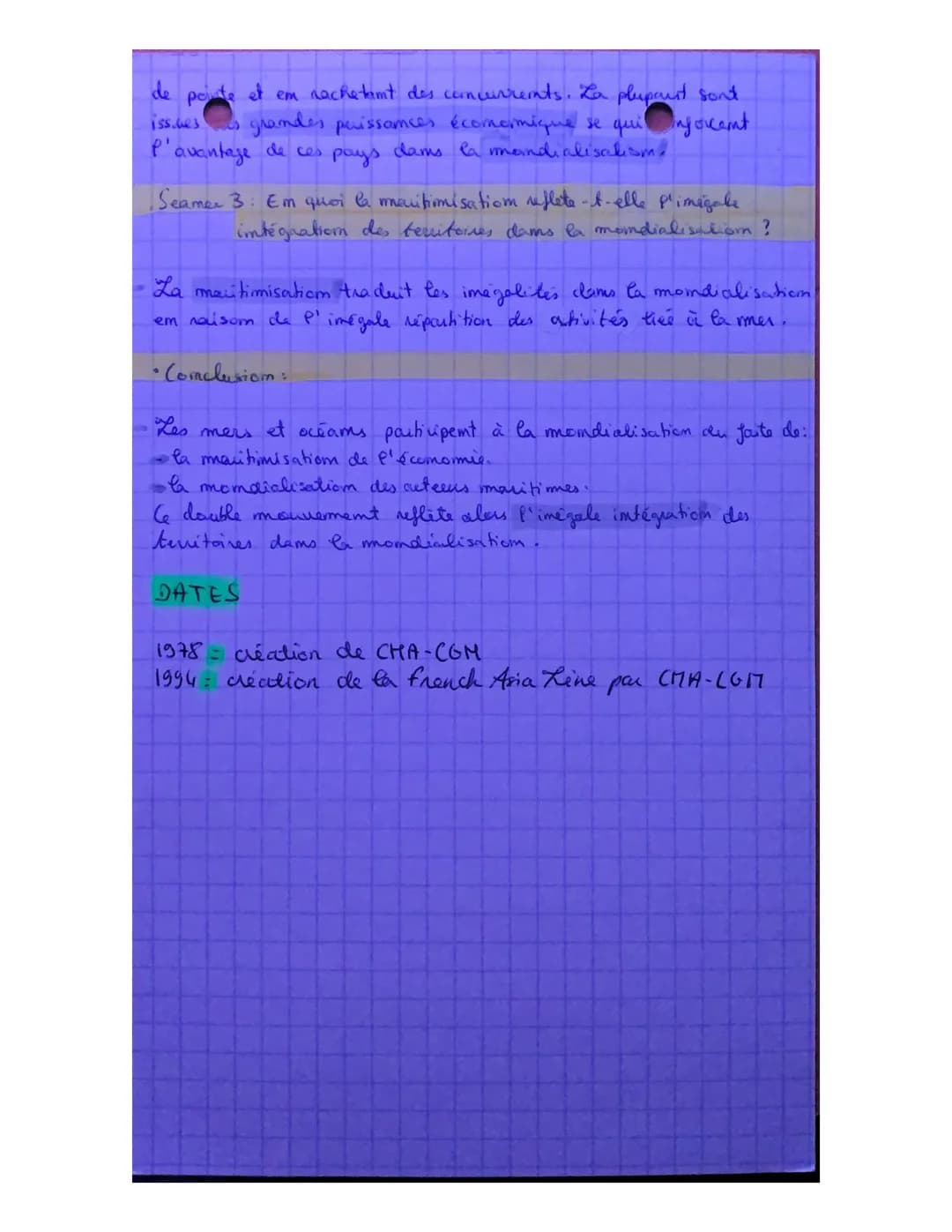 GEOGRAPHIE CHAPITRE 1
• Em
quar
le détroit Malacca est-if stratégique dans la
mondialisation
Seamce 1: Mobilisation des informations pas rép