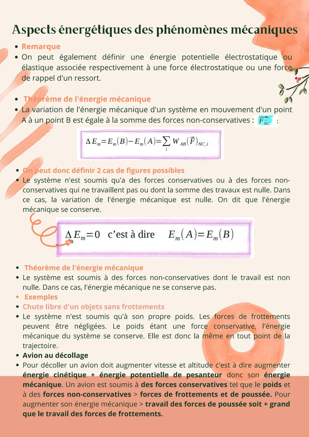 Aspects énergétiques des phénomènes mécaniques
• Travail d'une force constante
• Une force est constante lorsque sa direction, son sens et s