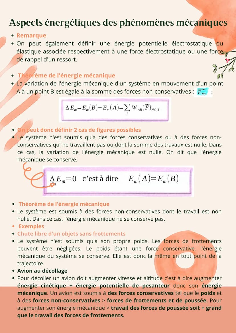 Aspects énergétiques des phénomènes mécaniques
• Travail d'une force constante
• Une force est constante lorsque sa direction, son sens et s
