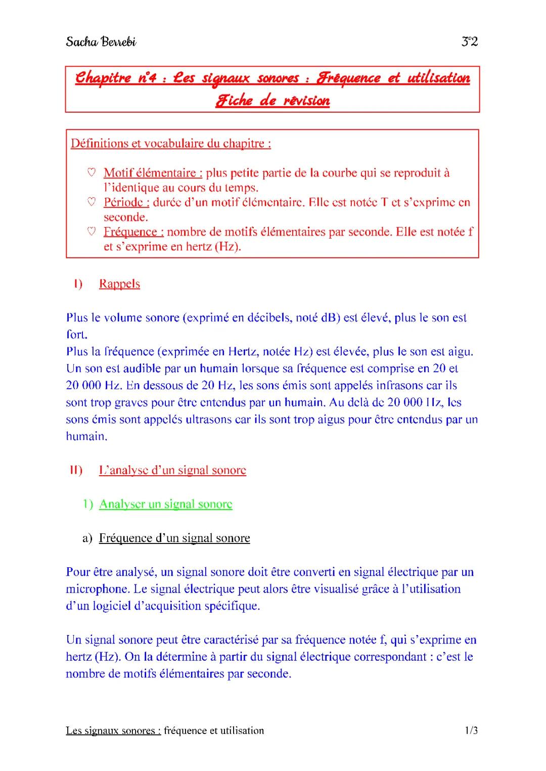 Signaux Sonores Fréquence et Utilisation 3eme - Révision Facile