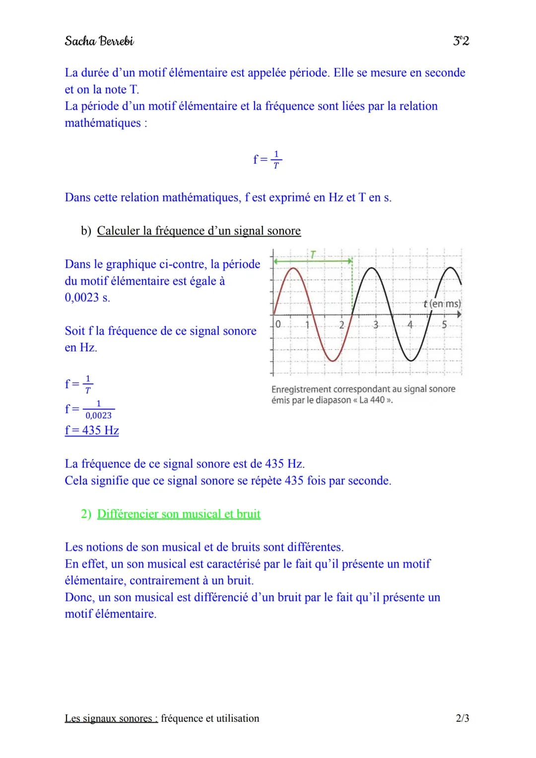 Sacha Berrebi
Chapitre n°4 : Les signaux sonores: Fréquence et utilisation
Fiche de révision
Définitions et vocabulaire du chapitre :
♡ Moti