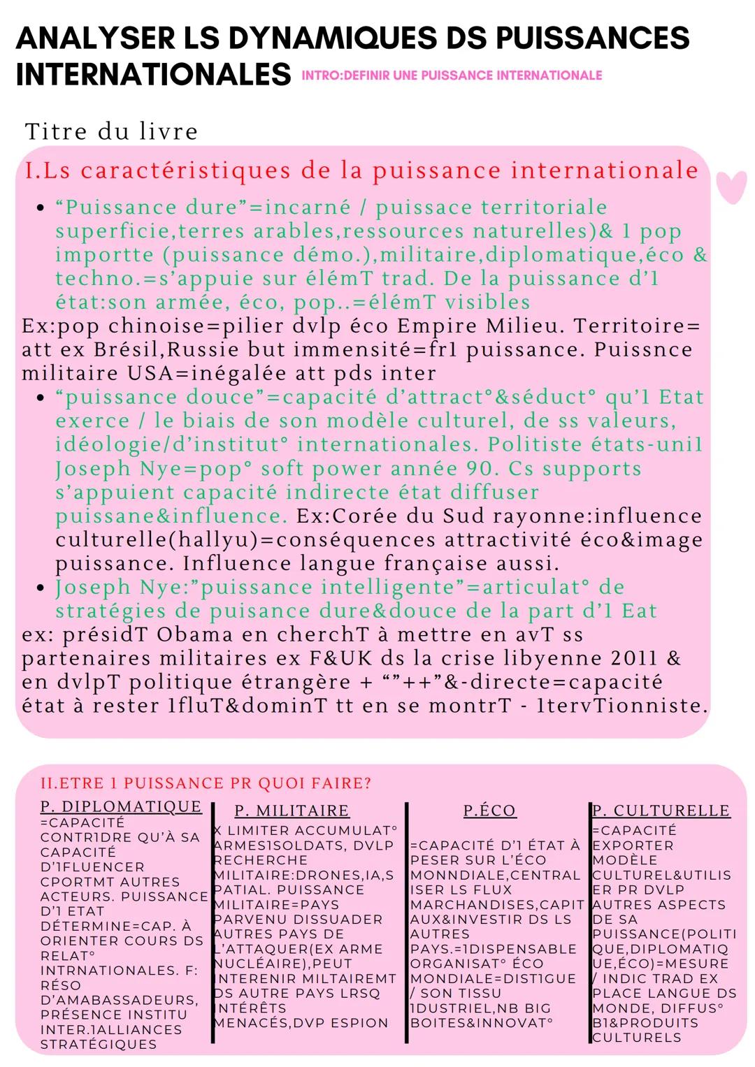 ANALYSER LS DYNAMIQUES DS PUISSANCES
INTERNATIONALES INTRO:DEFINIR UNE PUISSANCE INTERNATIONALE
Titre du livre
I.Ls caractéristiques de la p
