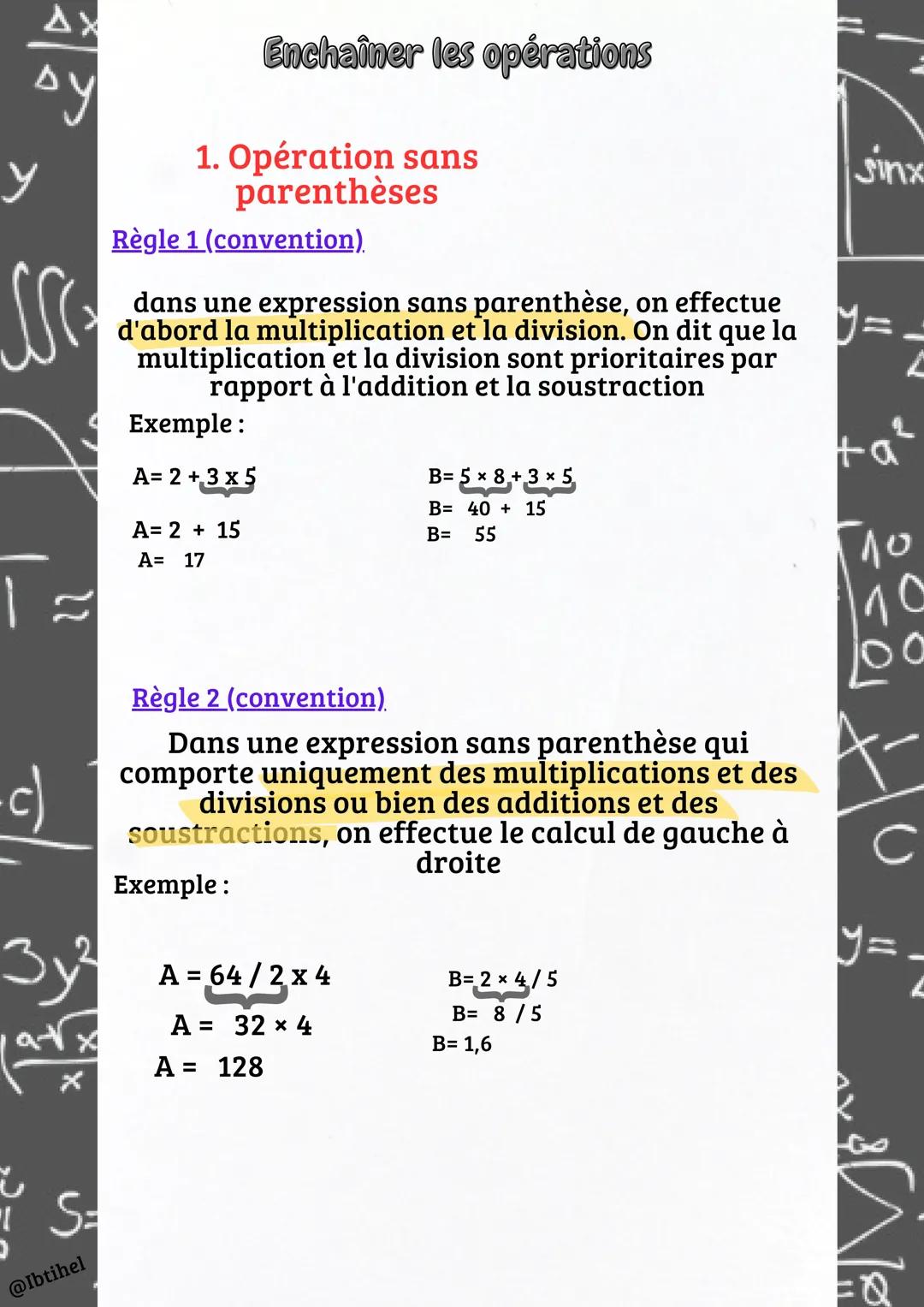 Calculs Avec Parenthèses et Priorités des Opérations 5ème PDF