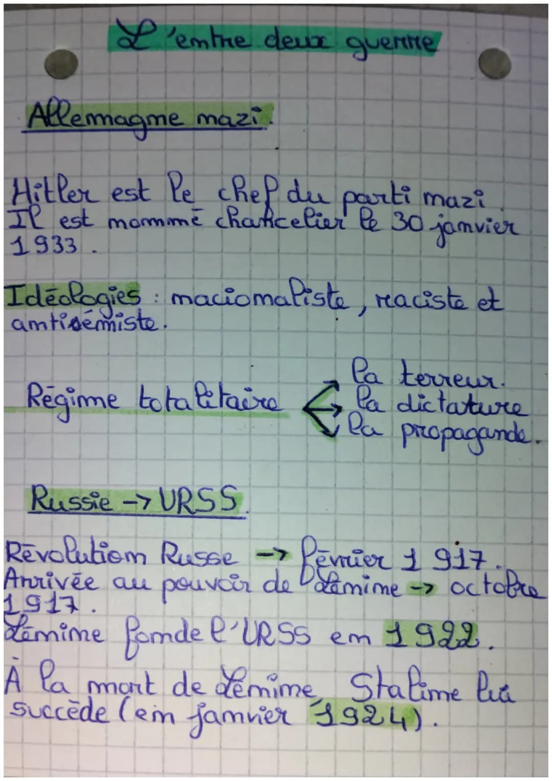 L'entre deux guente
Allemagne mazi
Hitler est le chef du parti mazi
Il est momime chancelier le 30 janvier
1933.
Ideologies : macionaliste, 