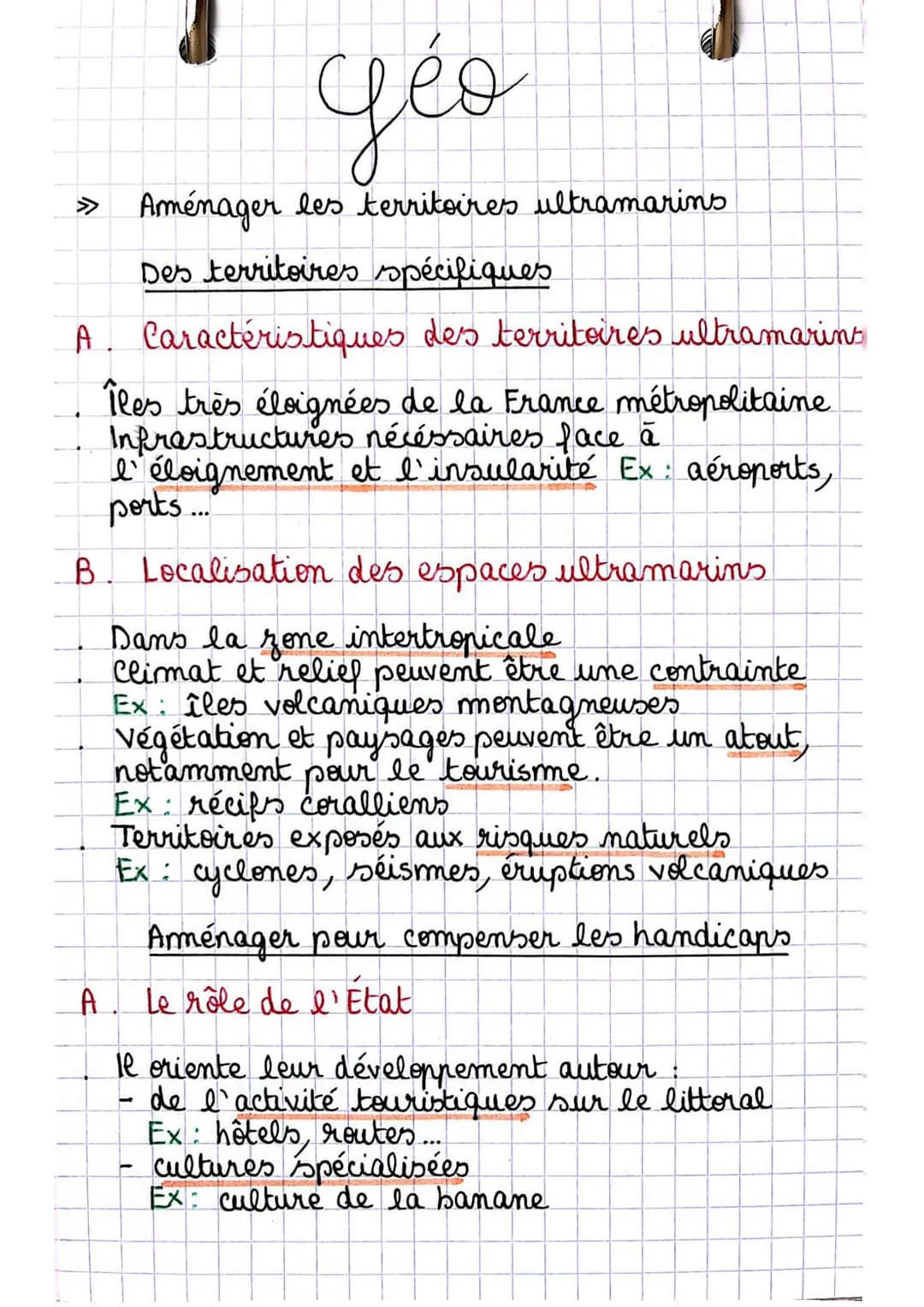 ges
Aménager les territoires ultramarins
Des territoires spécifiques.
A. Caractéristiques des territoires ultramarin
Îles très éloignées de 