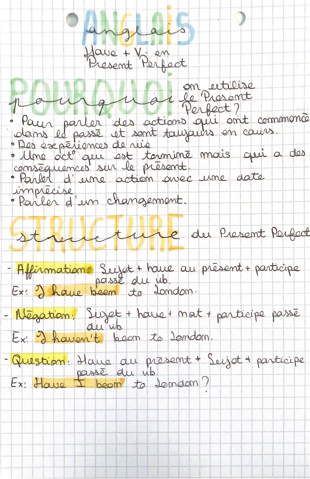 -
O
•Anglais
де
pourqual
on utilise
le Present
Perfect?
Pour parler des actions qui ont commence
dans le passe et sont toujours en cours.
De